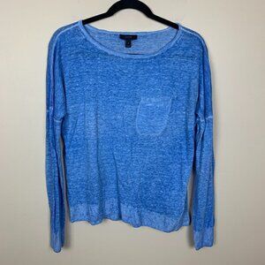 J. Crew Blue Burnout Wash 100% Linen Scoop Neck Sweater - Size Medium